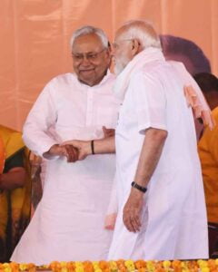 Bihar Chief Minister Nitish Kumar with Prime Minister Narendra Modi