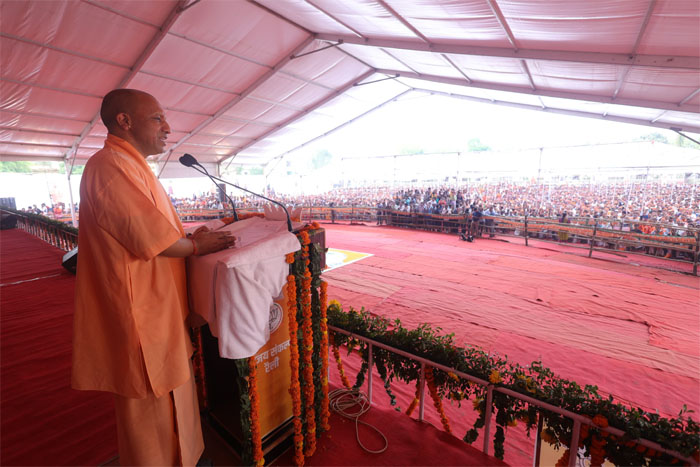 Uttar Pradesh Chief Minister during an election rally