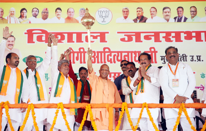 Uttar Pradesh Chief Minister Yogi Adityanath during an election rally.